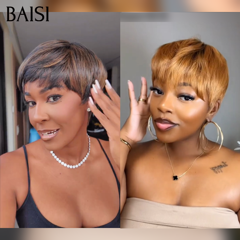 BAIS 2 Pixie Coupe 80€ pixie sans colle ou 4 Perruques 599€ en 100% vrais cheveux humains