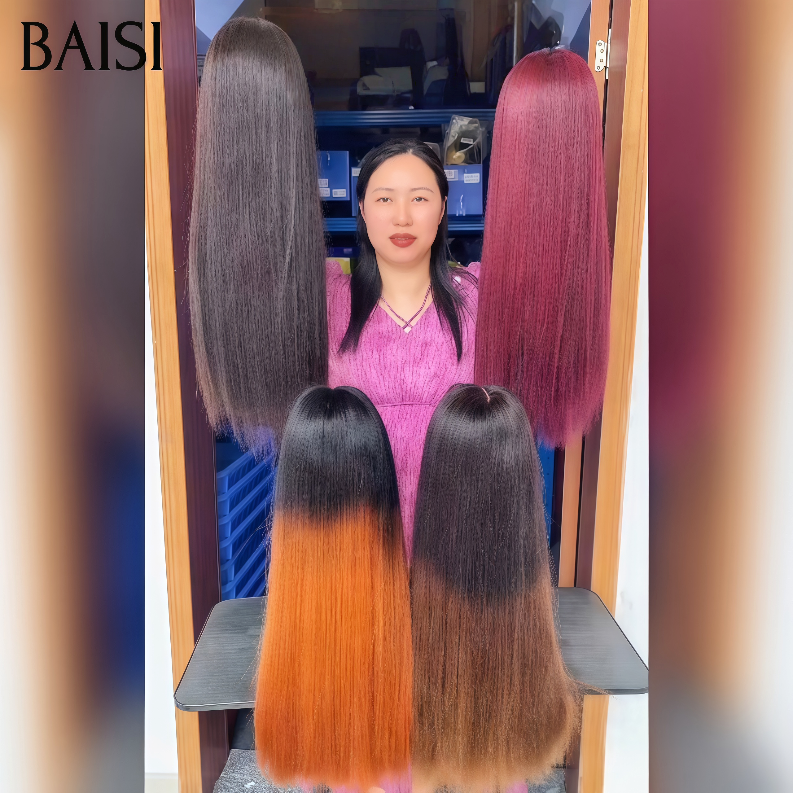 BAISI PROMO Maintenant 1 perruque lisse noir 24 pouces 1B 140€ ou 2 couleurs 1b et 99j 24 Pouces pour revendre cheveux humains 100% raw hair stock limité
