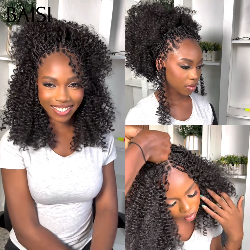 BAISI Extensions de Cheveux Humain Prix à partir de 99€ Curly Double Tête Style Crochet Hair Extensions crochet invisible & Confort 100% Corchet Invisible