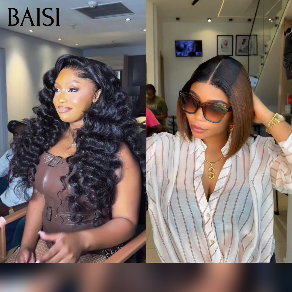 BAISI 1 Castanho 99€ + 1 Preto 0€ 4x4 Lace lisa 10 Polegadas 1BT4# e cabelo humano misto 20 Polegadas ou 8 perucas Bob a metade do preço 259€ em França em 100% cabelo humano em saldos sem devolução