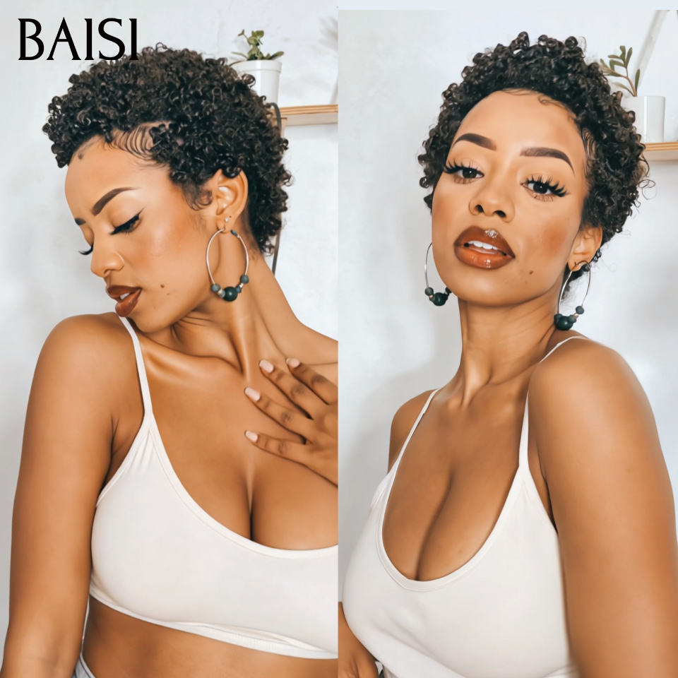 BAISI Perruques offer flash pixie Afro sans Colle 49€ en 100% Vrais Cheveux Humains