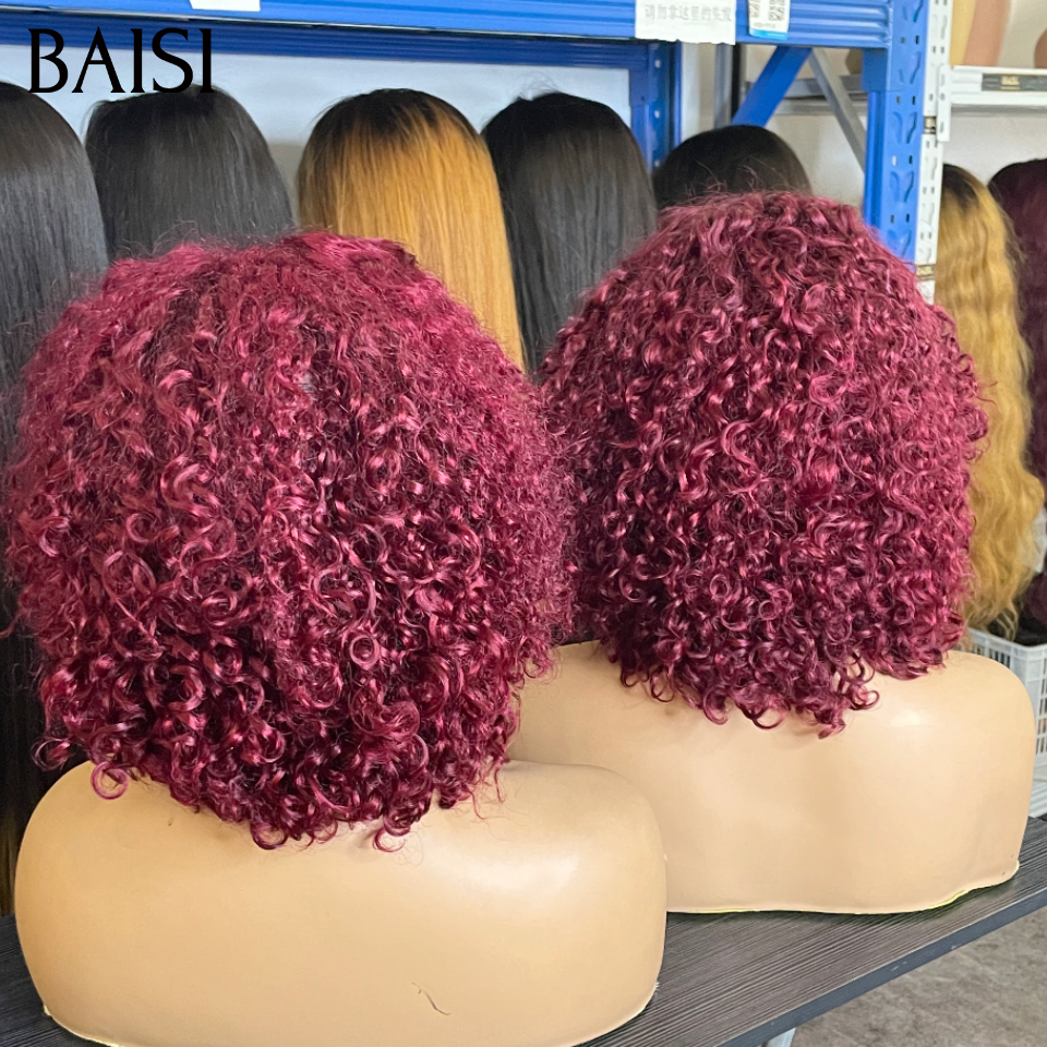 BAISI Perruque 4X4 lace Partie centrale water wave 12 Pouces 89€ en Belle couleu Bordeaux en 100% Cheveux Humains
