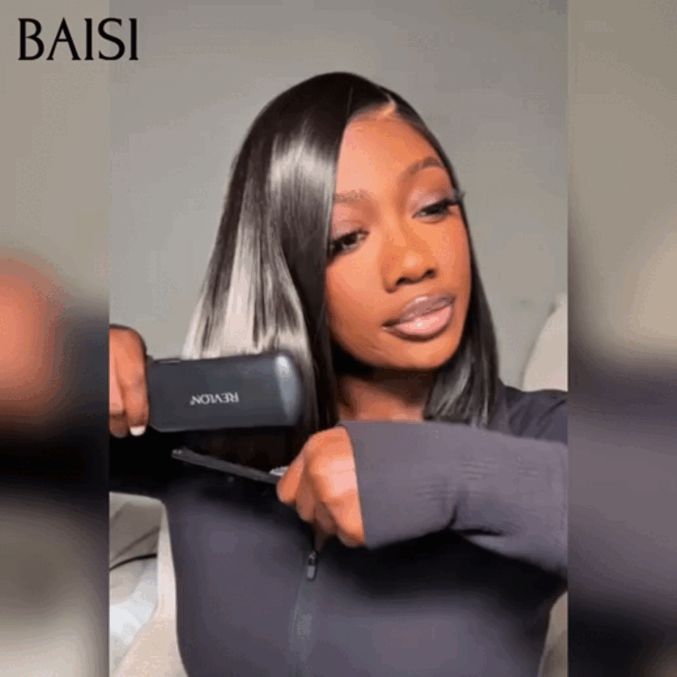 BAISI 4x4 lace frontal Perruque Lisse 10 Pouce 69€ produit BOB en couleur NOIR en 100% Cheveux Humains Reçu 48H
