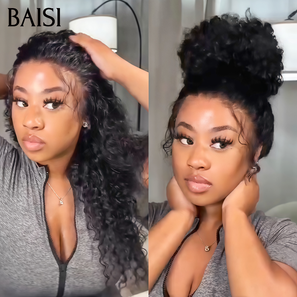 Tendance 2026 perruque en chignon bun Upgrade Invisible Strap 360 lace curly wave 360 invisible Pas Besoin de Colle 250% densité Respirant et confortable en 100% Raw Hair Lace déjà couper