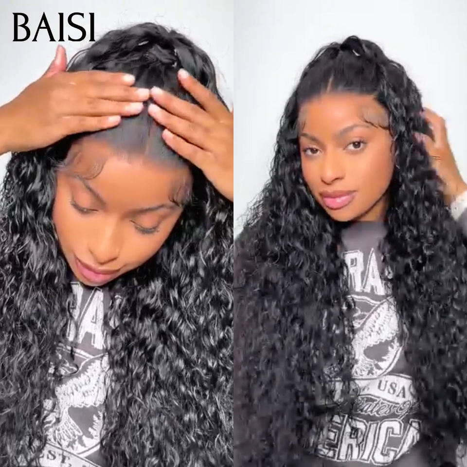 BAISI 13x4 lace frontal Perruque Coiffée  curly wave avec coiffure tressée natte qualité et confort respirant Les prix commencent à 99€ en 100% Cheveux Humains