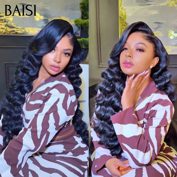 BAISI body wave frontale 20 pouces en noir 129€ ou 2 Perruques 210€ Moitié Prix lace Frontal  Lisse et curly wave 200% densité plus de 20 ans d' utilisations en 100% vrais cheveux humains