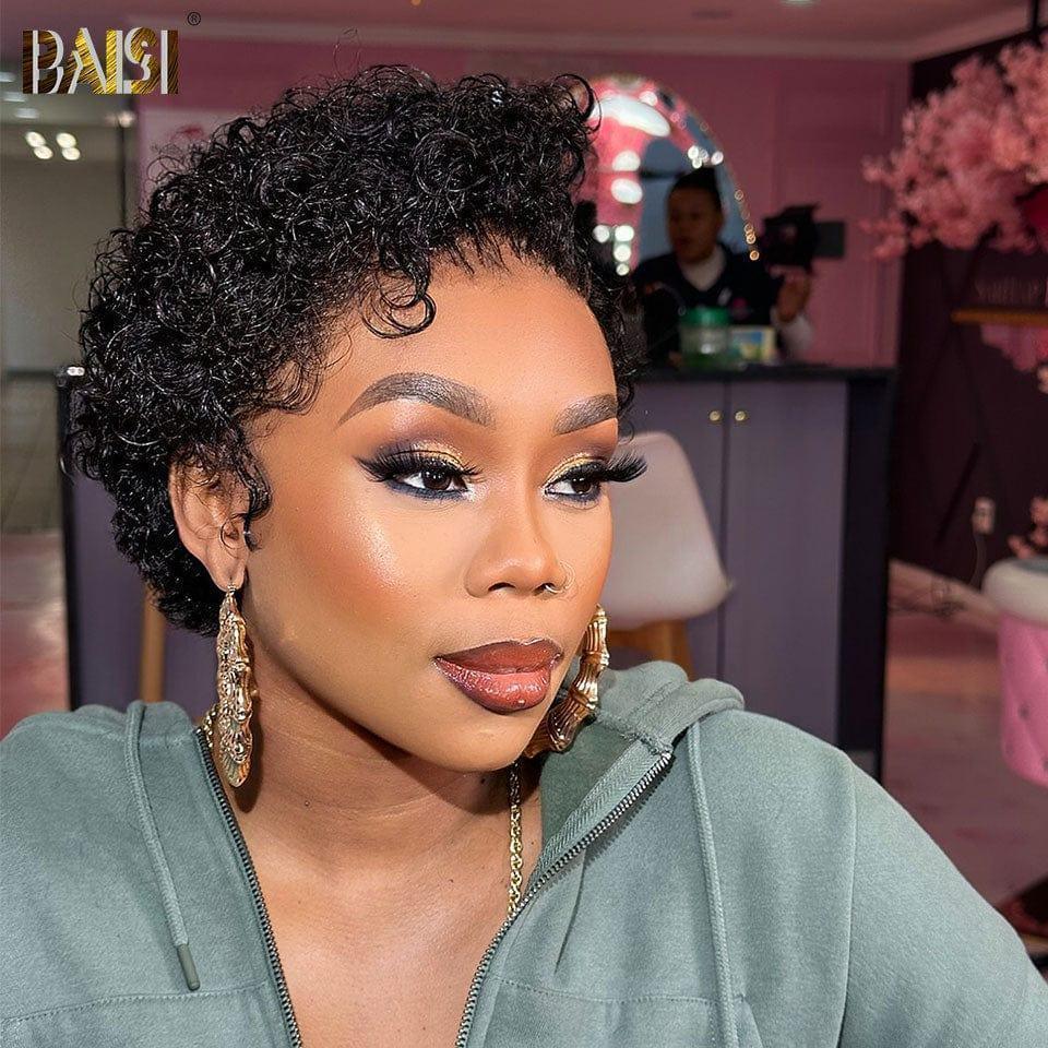 BAISI 13x1 Lace Perruque Curly En Couleur Variée en 100% Cheveux Humains en Mèche Indian Brésilien