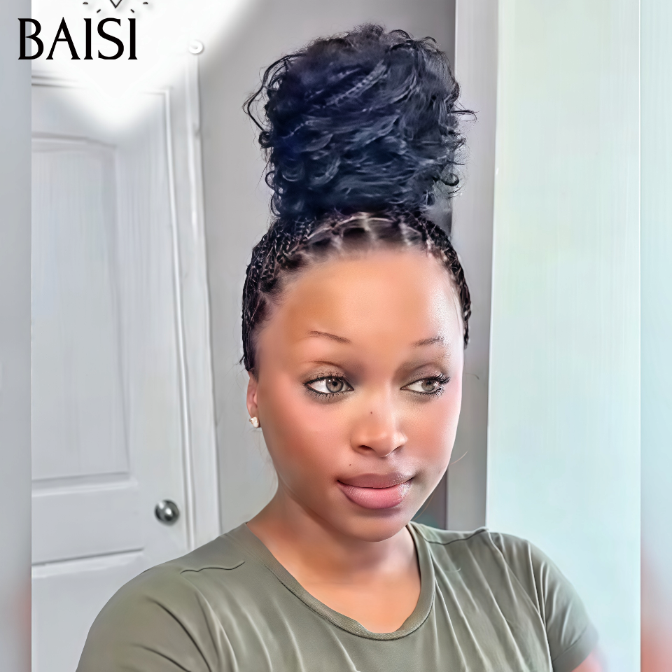 BAISI Perruque Longue 34 pouce nouveaux produits full lace noir naturel Déjà Coiffée avec natte