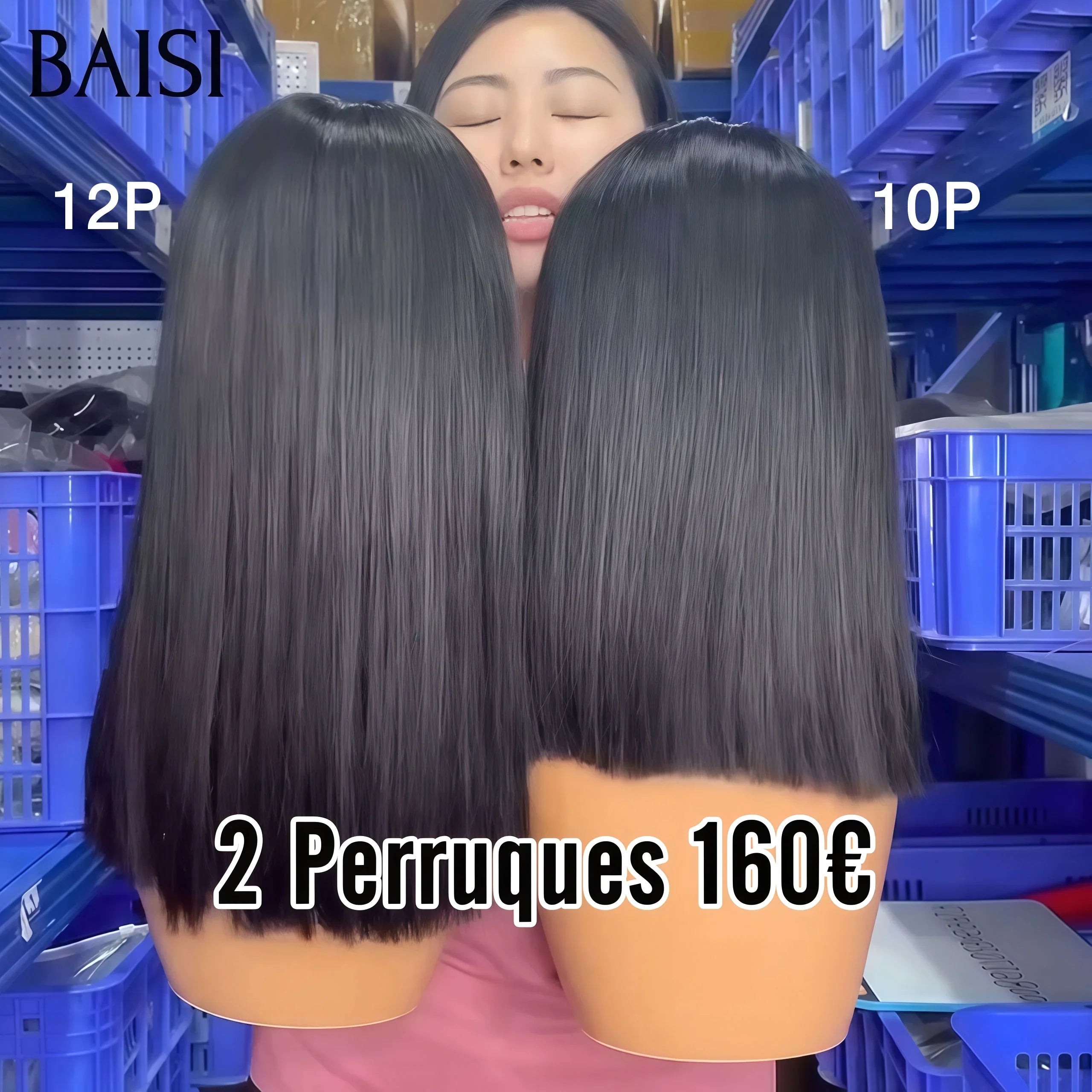 BAISI Conjunto de 2 perucas PROMOÇÃO em cabelo 100% humano real 164 € E 120 € (sem necessidade de código)