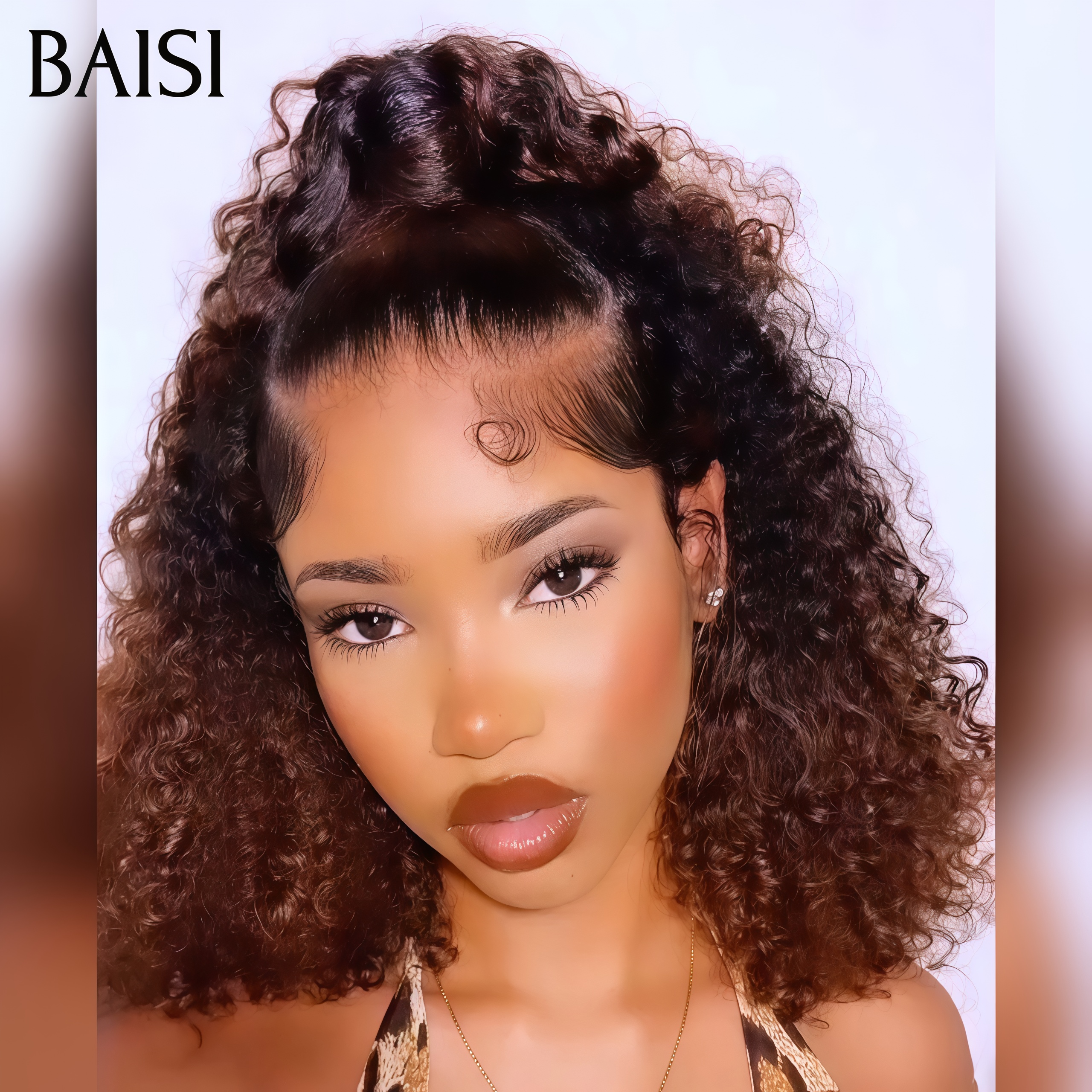 Perruque coiffée 18 pouce 129€ curly wave 13x4 lace frontal avec Queue de Cheval natte marron en 100% Cheveux Humains