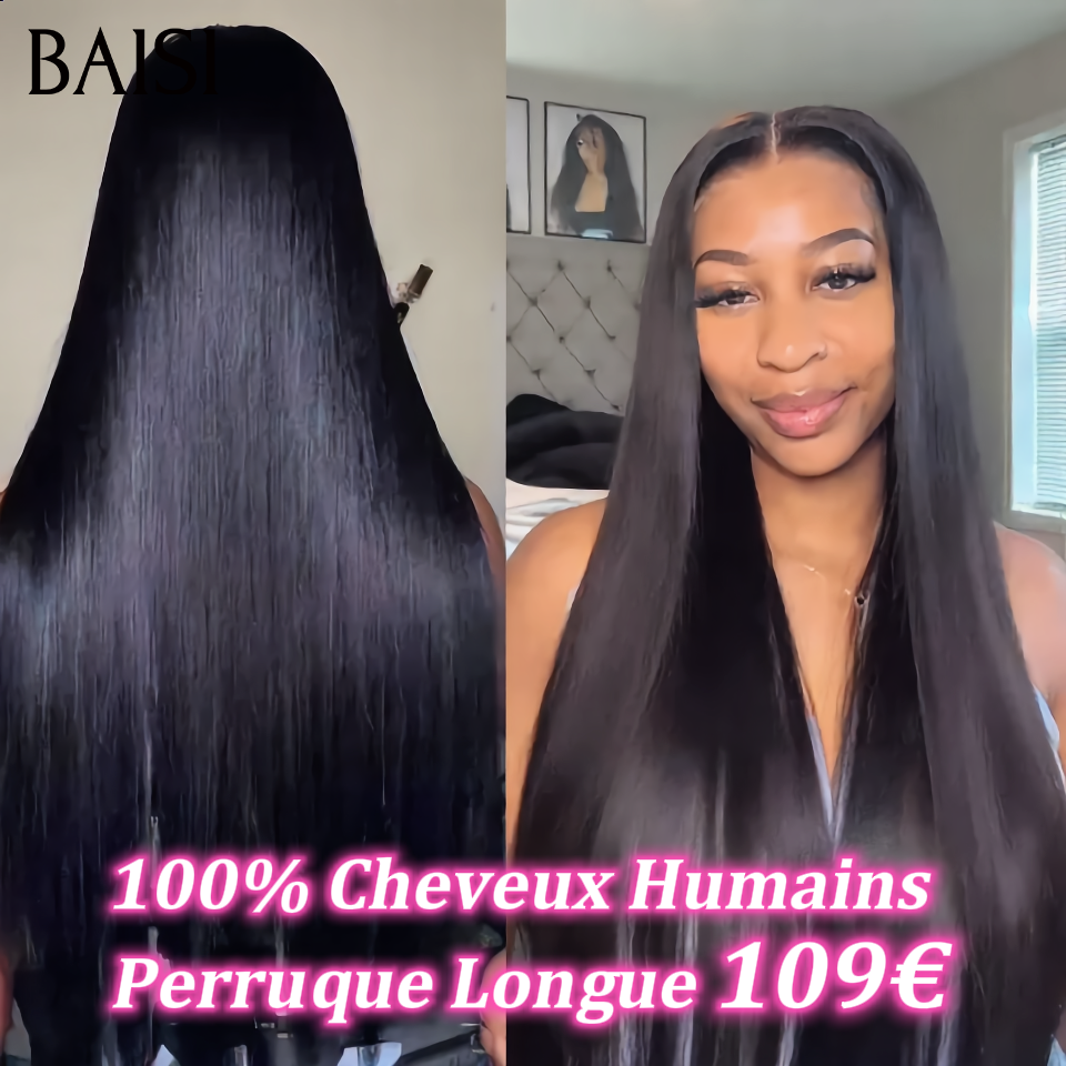13x4 lace frontal Perruque Lisse 22 pouce 109€ raw hair NOIR 100% bonne qualité en 100% Cheveux Humains