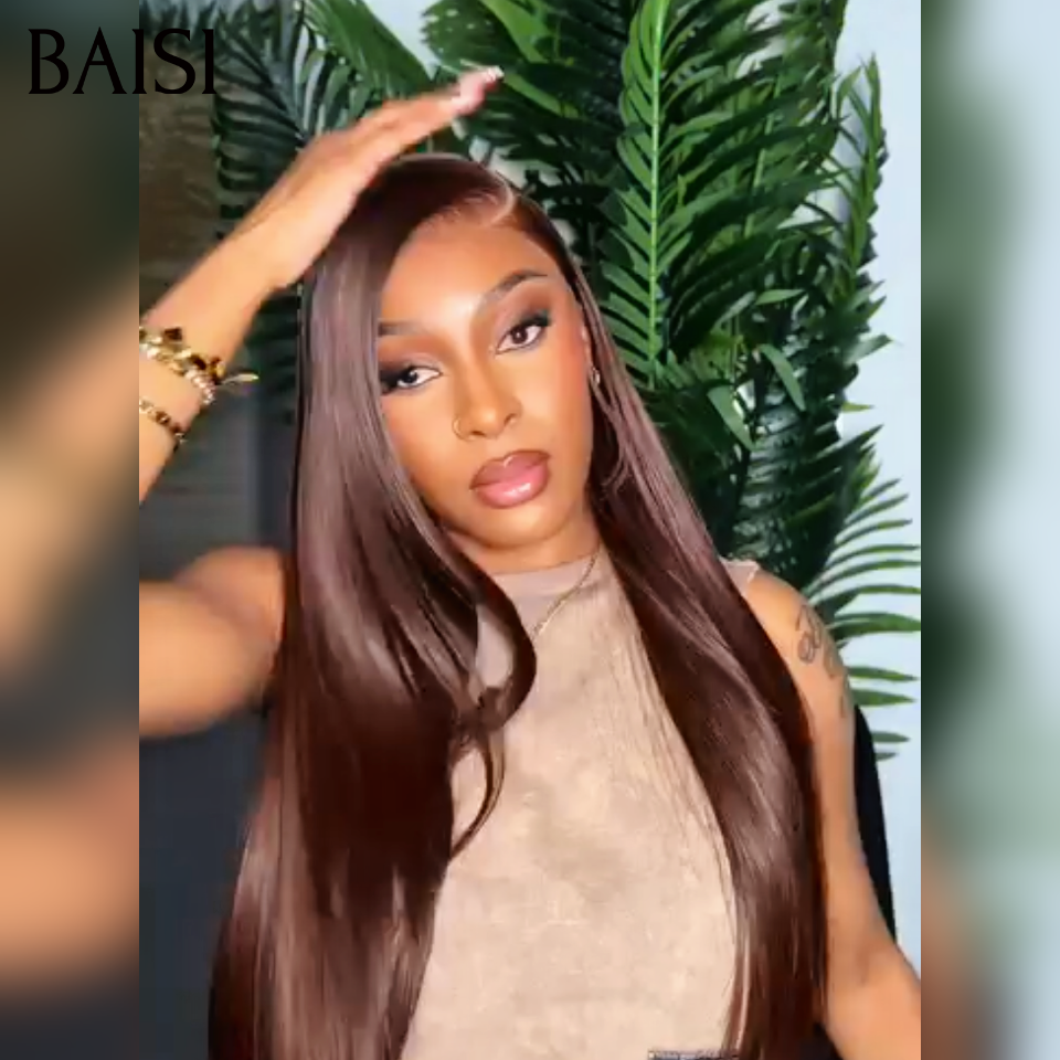 BAISI Perucas lace frontal lisas castanhas PROMO 99€ ou 145€ 18 polegadas 5X5 lace lisa nas cores 613# loiro ou bob liso 2x6 lace 8 polegadas 80 euro em 100% Cabelo Humano BS65