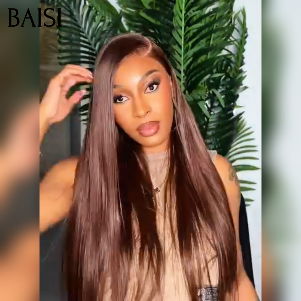 BAISI Perucas lace frontal lisas castanhas PROMO 99€ ou 145€ 18 polegadas 5X5 lace lisa nas cores 613# loiro ou bob liso 2x6 lace 8 polegadas 80 euro em 100% Cabelo Humano BS65