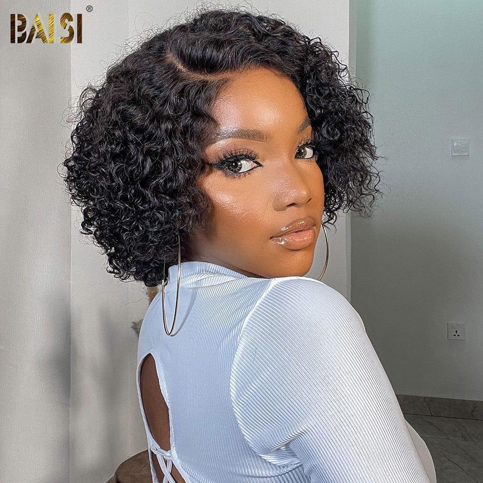 BAISI 13x4 Frontal Bob Curly Wig In 100% Real Human Hair 8 Inches €94 + 1 IRON Code: BS120