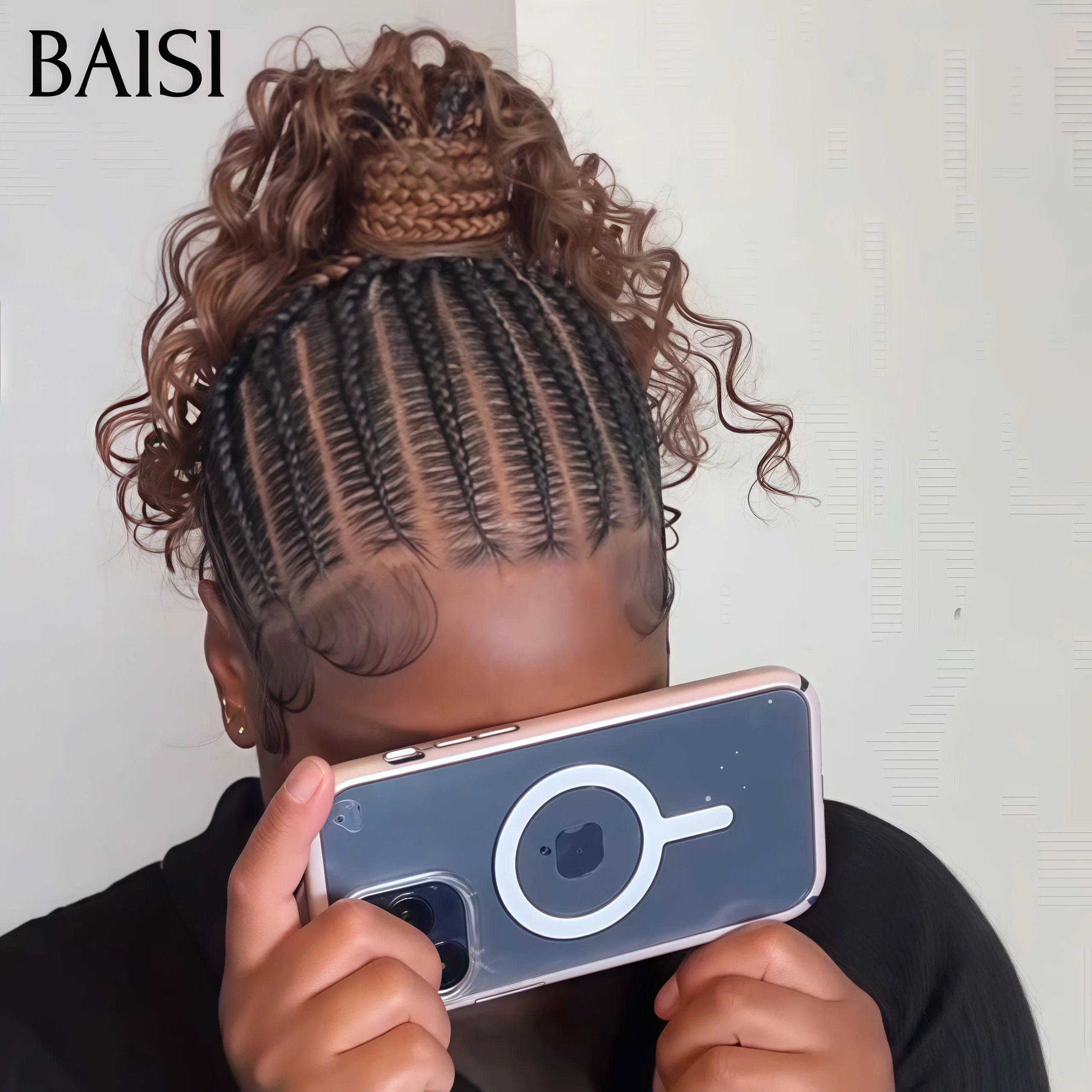 BAISI Synthetic hair wig with braid in front 100% same as video lace frontal 13x4 afro styles 511