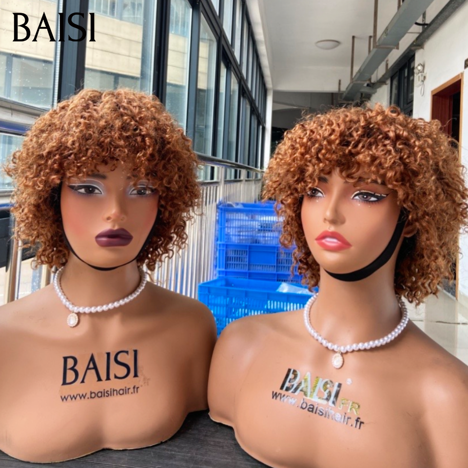 BAISI peruca pixie curly sem cola preta 49€ ou afro curl 8 polegadas 48€ em preto, metade do preço, 100% cabelo humano verdadeiro MP50