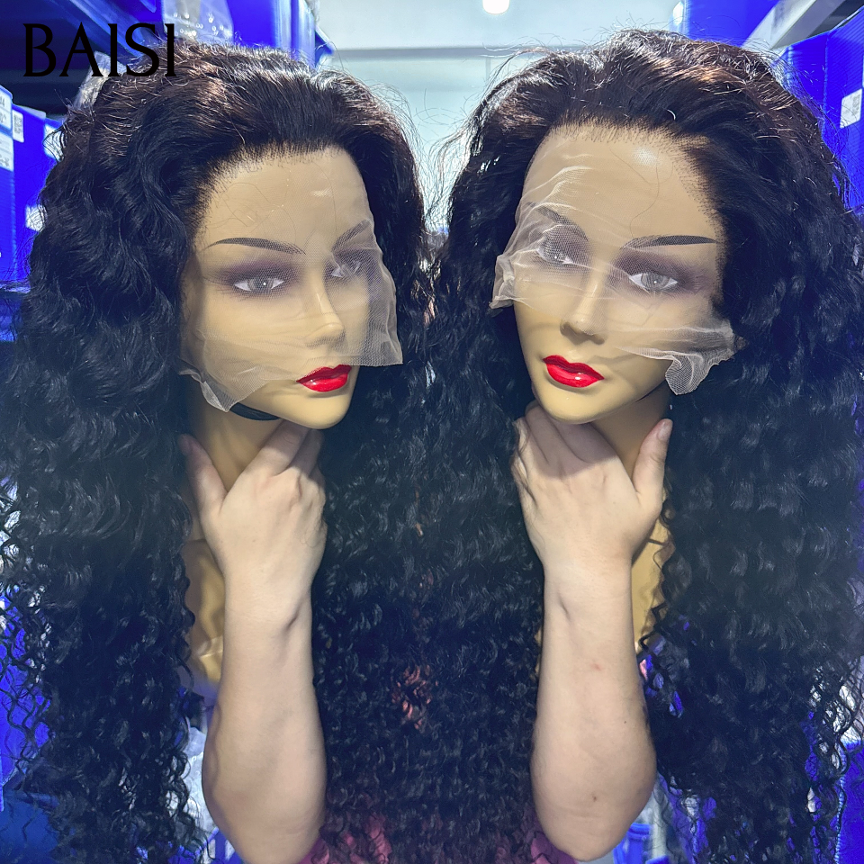BAISI Perruque 13x4 lace frontal deep wave 24 pouce 139€ en france noir en 100% Cheveux Humains