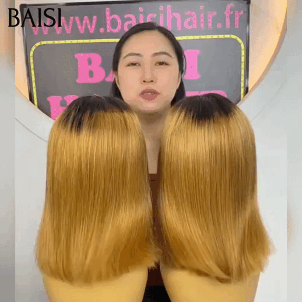 BAISI  Perruque BOB Avec Frange 66€ en France  lisse petite coupe fabriqué à la machine 10 Pouce promo En 100% Cheveux Humains