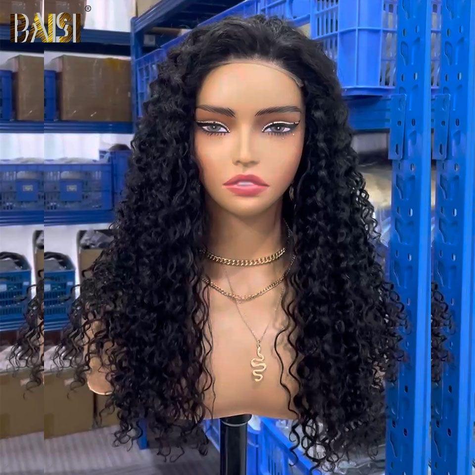 BAISI 4X4 Perruque de Luxe curly wave en Couleurs Noir 20 pouces A1 Fabriquées par les cheveux double drawn mèches vièges volume  Vietnam Hair 300% densité plus de 20 ans d' utilisations