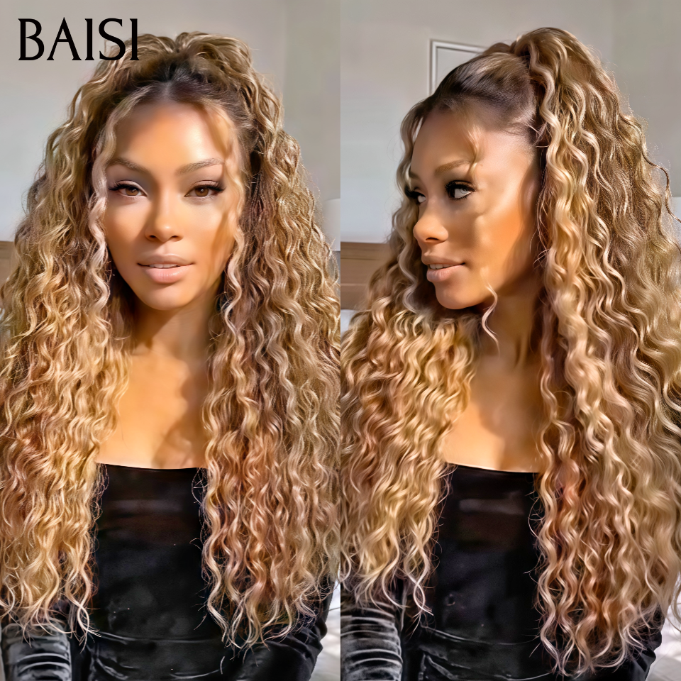 13x4 lace frontal Perruque en chignon bun Style illimité deep wave 129€ en couleur 4T27# 100% Cheveux Humain hair