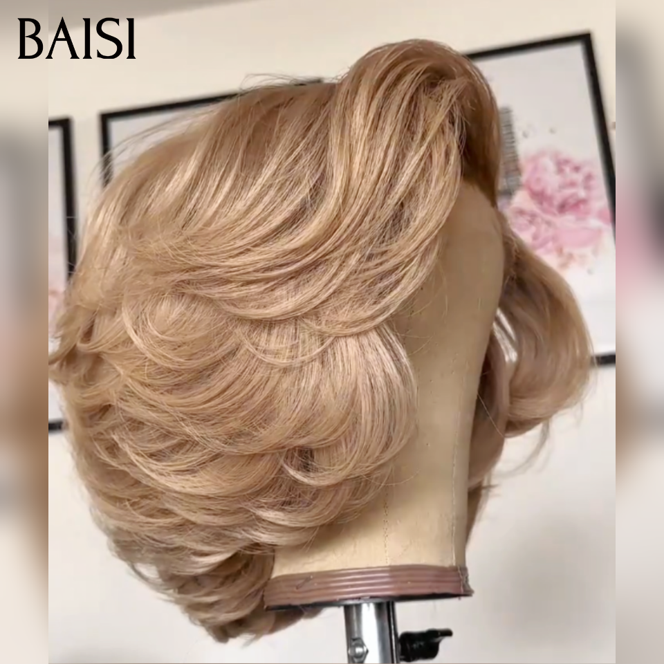 BAISI 13x4 lace frontal Perruque  custom-made 109€ en 8 pouces couleur comme la photo 100% Vietnam Cheveux Humain