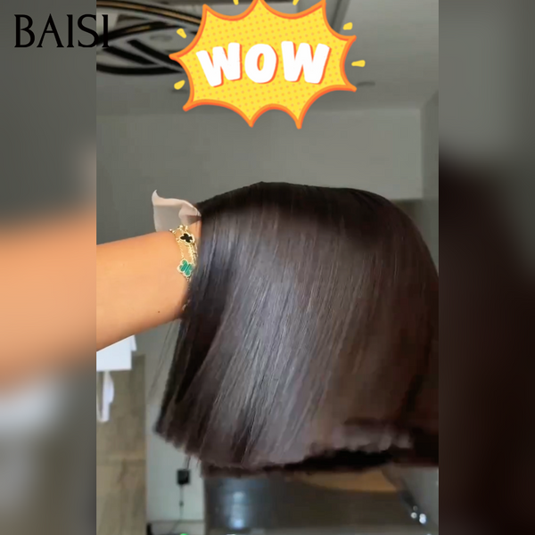 BAISI perruques 8 pouces lace 2X6  59€ Lisse BOB naturel NOIR ou BOB 8pouces 56€ de luxe avec frange lisse en 100% vrais cheveux humains
