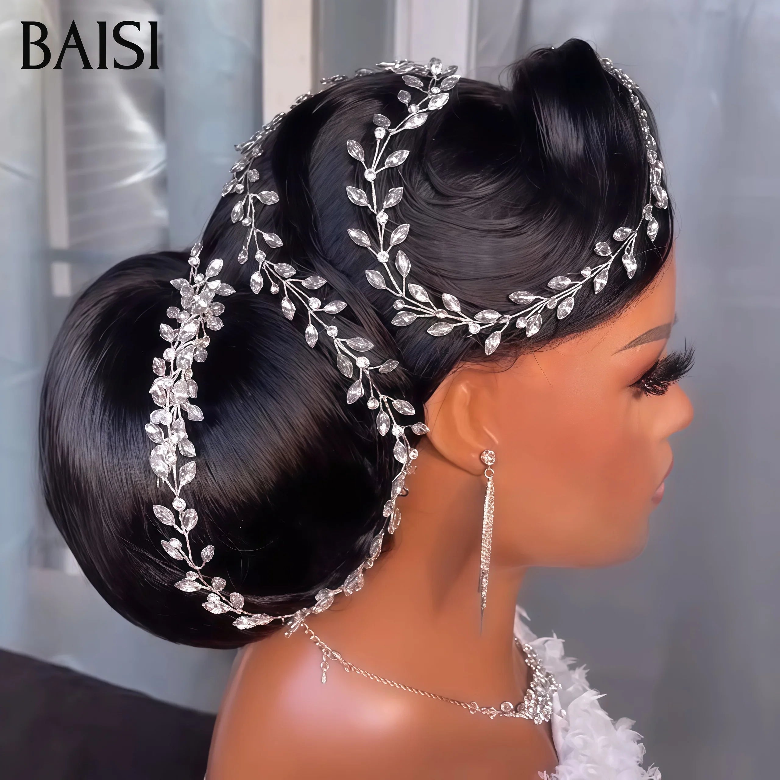 BAISI Coiffure de luxe Lola  Perruques Mariage noir Prête à porter chignon et personalisation comme sur la vidéo 100% identique avec lace frontale événement spécial BS120