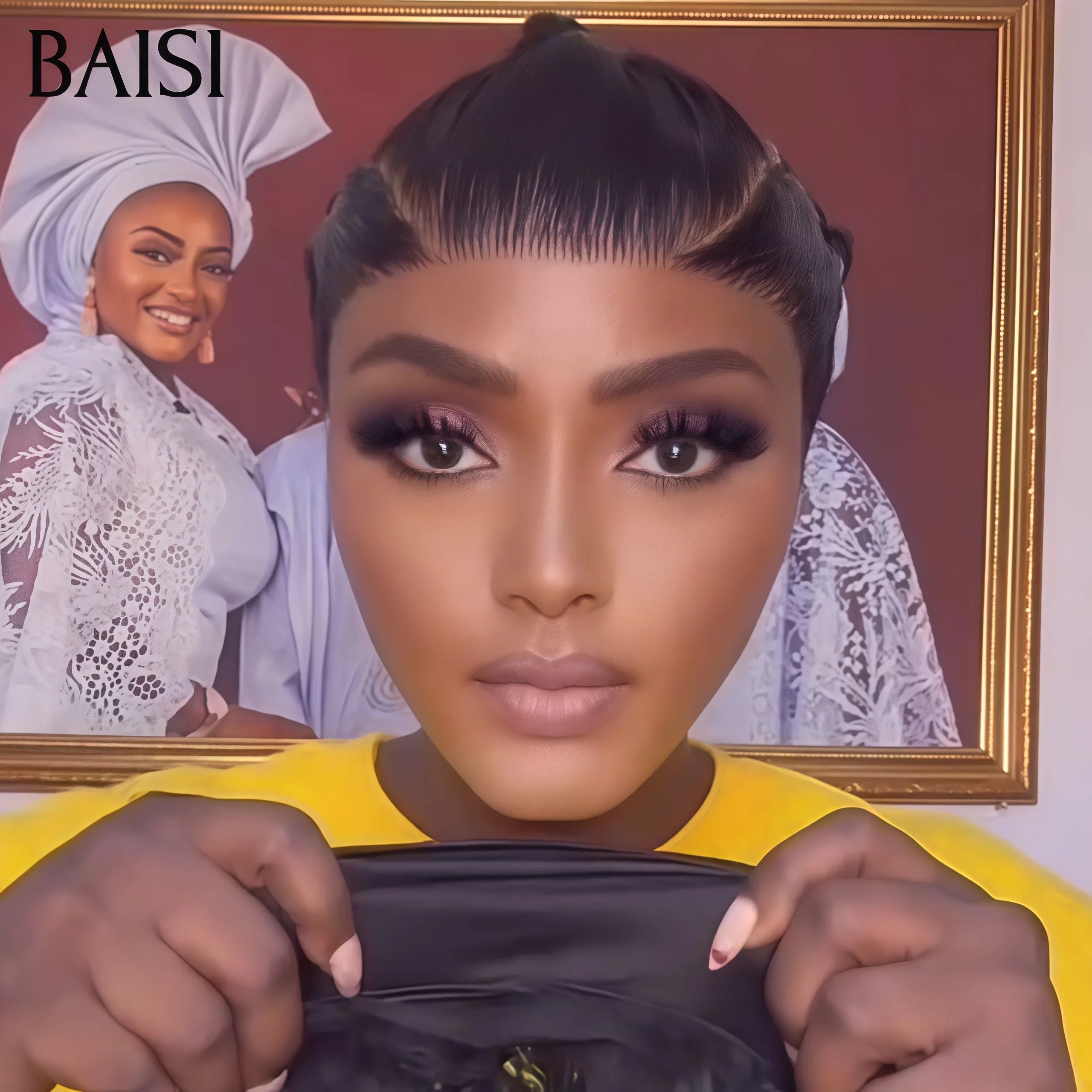 BAISI Grande lace frontale avec natte prête à porter sans colle simple et efficace résultat beau et naturel ou  perruque bouclée ou curly wave avec natte 10 Pouces 99€