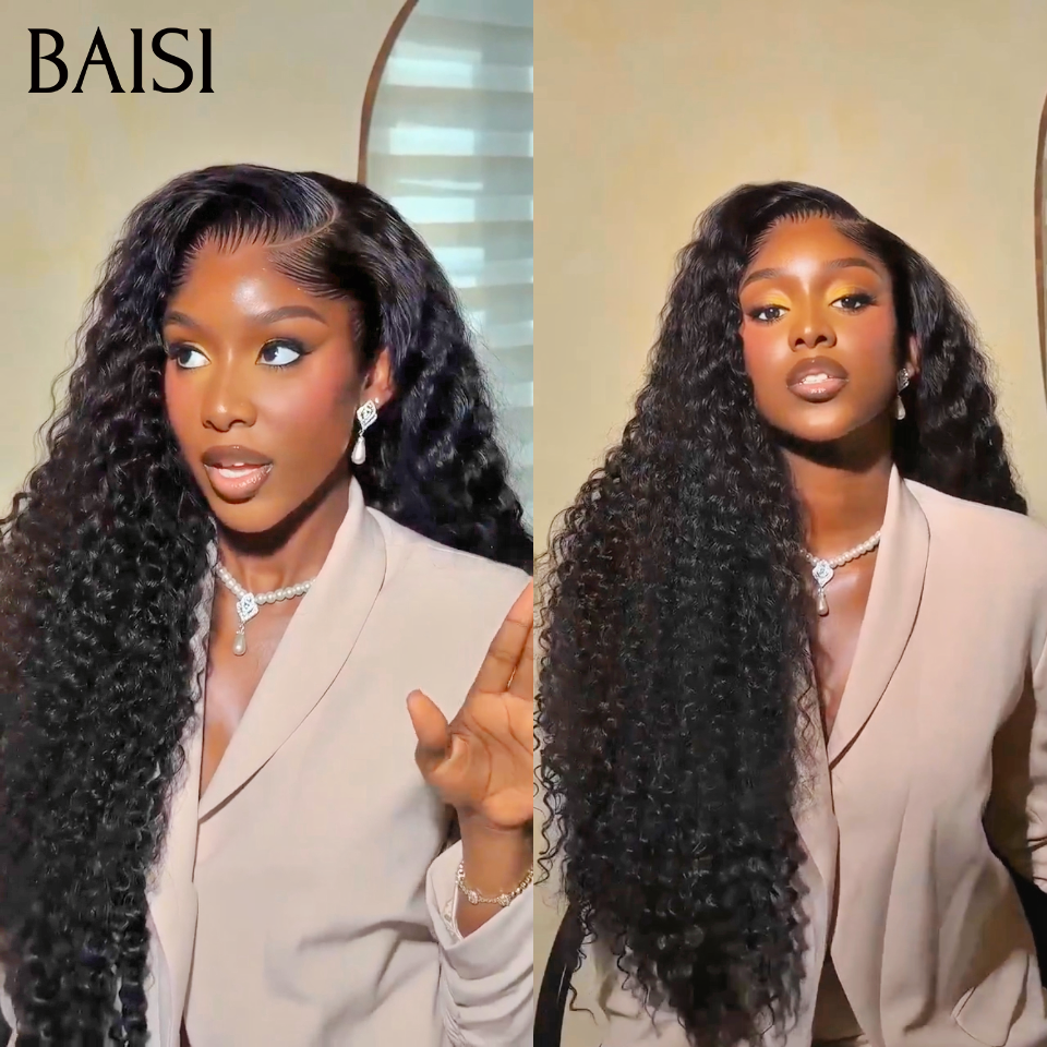 BAISI 13X4 Perruques de Luxe Curly A1 Fabriquées par les cheveux double drawn mèches vièges volume 250% densité  plus de 20 ans d' utilisations