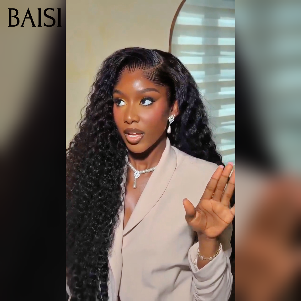 BAISI 13X4 Perruques de Luxe Curly A1 Fabriquées par les cheveux double drawn mèches vièges volume 250% densité  plus de 20 ans d' utilisations