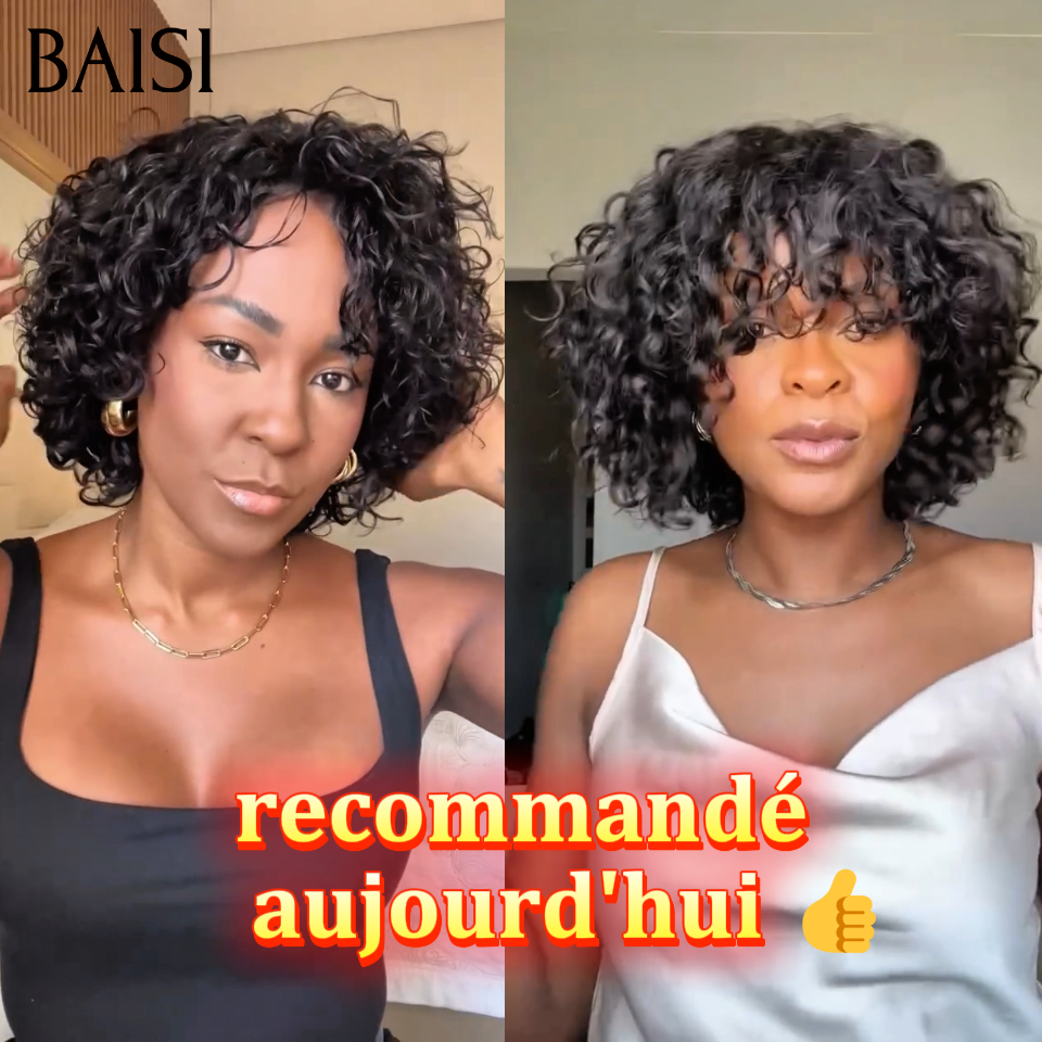 BAISI recommandé aujourd'hui  water wave 10 pouces 72€ Perruque ou Pixie En Couleur 1B#T4#27# marron 79€ en 100% Cheveux Humains D