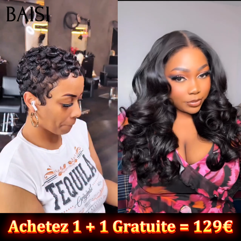 BAISI venda flash Compre 1 + 1 Grátis = 129€  13x4 lace frontal body wave 20 polegadas e peruca chioma sem cola em 100% cabelo humano verdadeiro