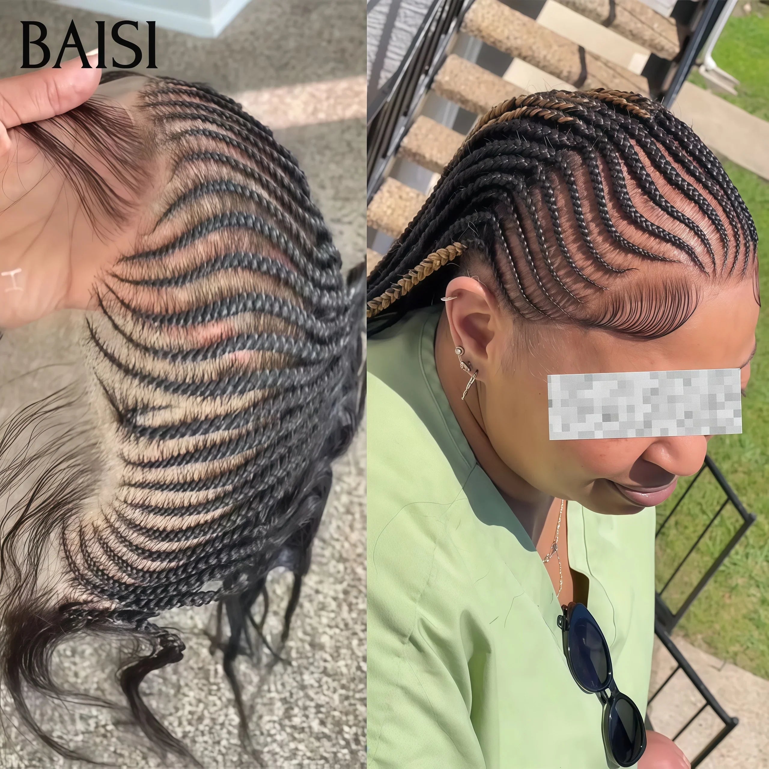 BAISI Grande 13X4 lace frontale avec natte prête à porter 119€ 100% Comme la video sans colle Simple et facile à porter