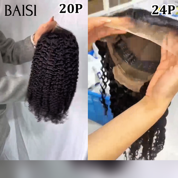 BAISI Perruques 2 Prix en Gros 249€ 13x4 lace frontale curly wave 20 pouces noir et deep wave 24 pouces 100% cheveux raw hair