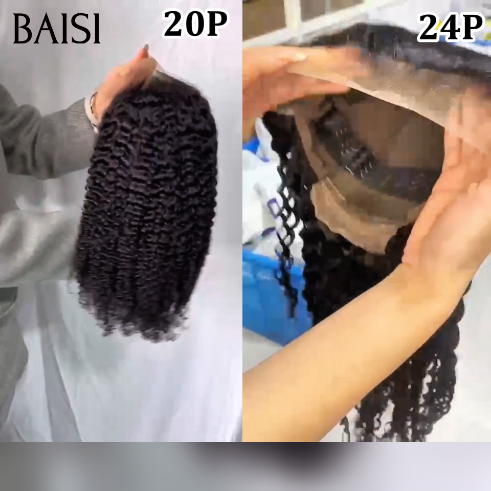 BAISI Perruques 2 Prix en Gros 249€ 13x4 lace frontale curly wave 20 pouces noir et deep wave 24 pouces 100% 100% cheveux raw hair