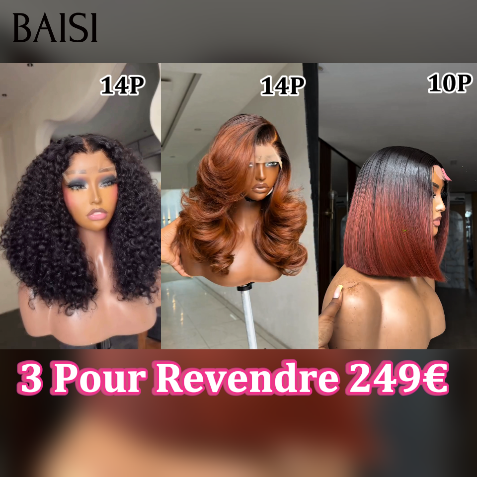 BAISI 3 Pour Revendre 249€ 13x4 lace frontale deep wave 14 pouces noir et de luxe lisse 10 pouces  1BT33# vietnam 100% cheveux raw hair