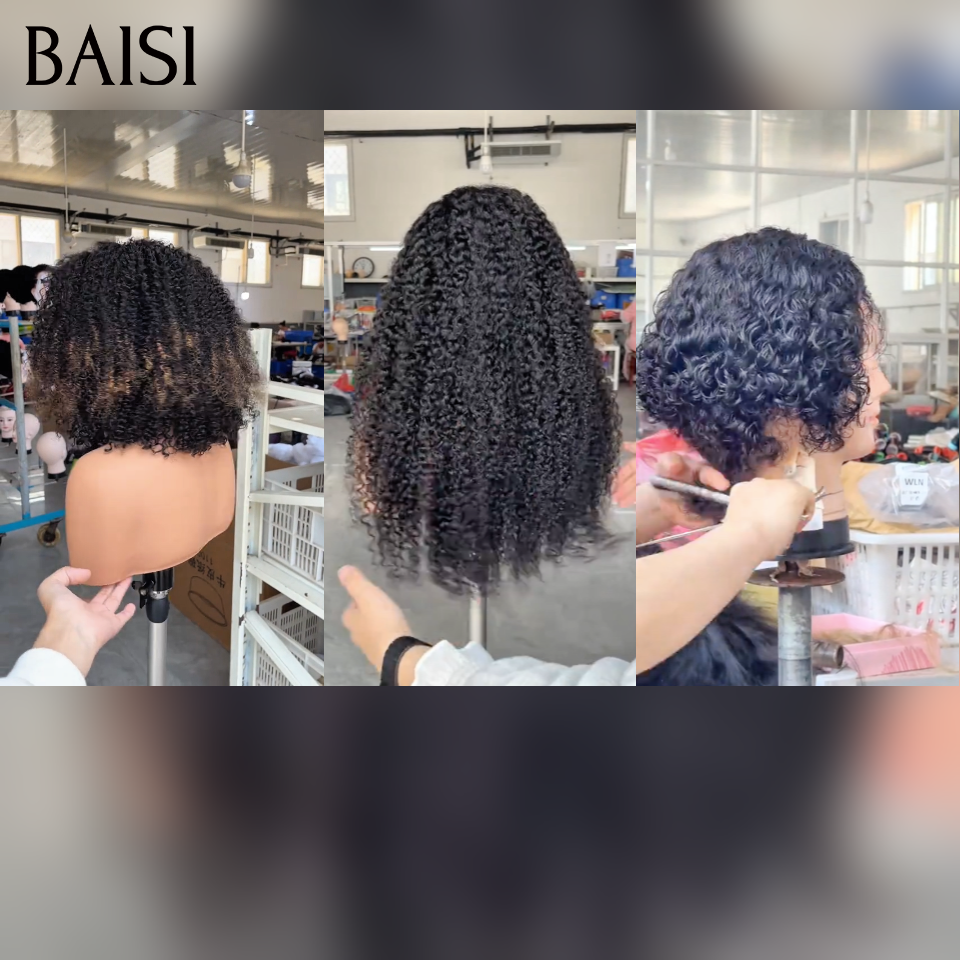 BAISI 3 perruques 219€ 13x4 lace frontale curly wave noir naturel et 100% cheveux raw hair