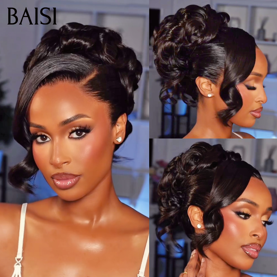 BAISI Nouvelle Arrivée Perruques Moitié Prix 13x4 frontal Lace 189€ ou Vietnam Hair 329€  Chignon de nattes NOIR en chignon bun En 100% cheveux humains