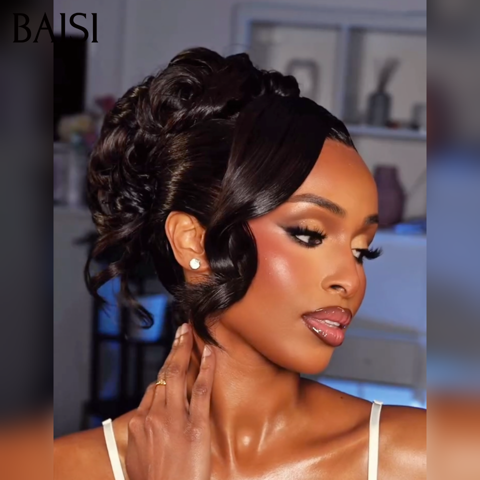 BAISI Nouvelle Arrivée Perruques Moitié Prix 13x4 frontal Lace 189€ ou Vietnam Hair 329€  Chignon de nattes NOIR en chignon bun En 100% cheveux humains