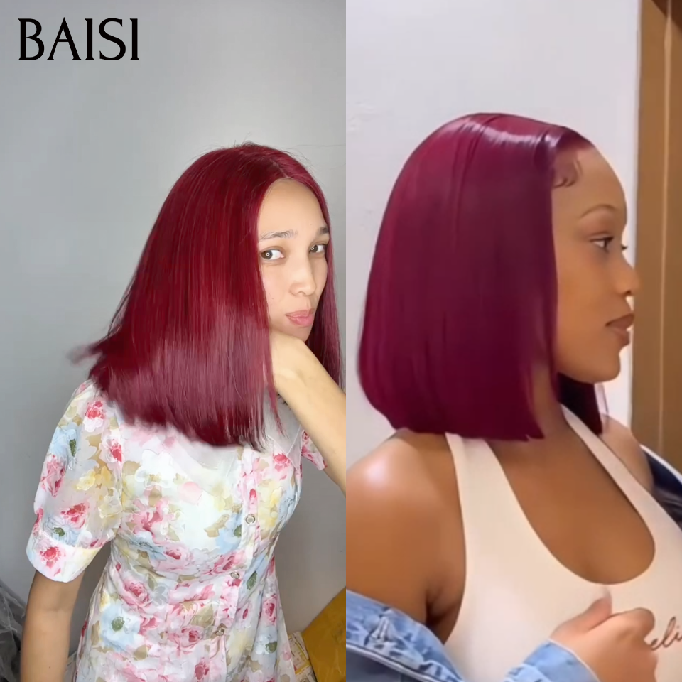 Perruque de luxe BOB Lisse Rouge Bordeaux 12 pouce 129€ très bonne qualité confirmé et recommandé par la cliente 100% vietanam hair
