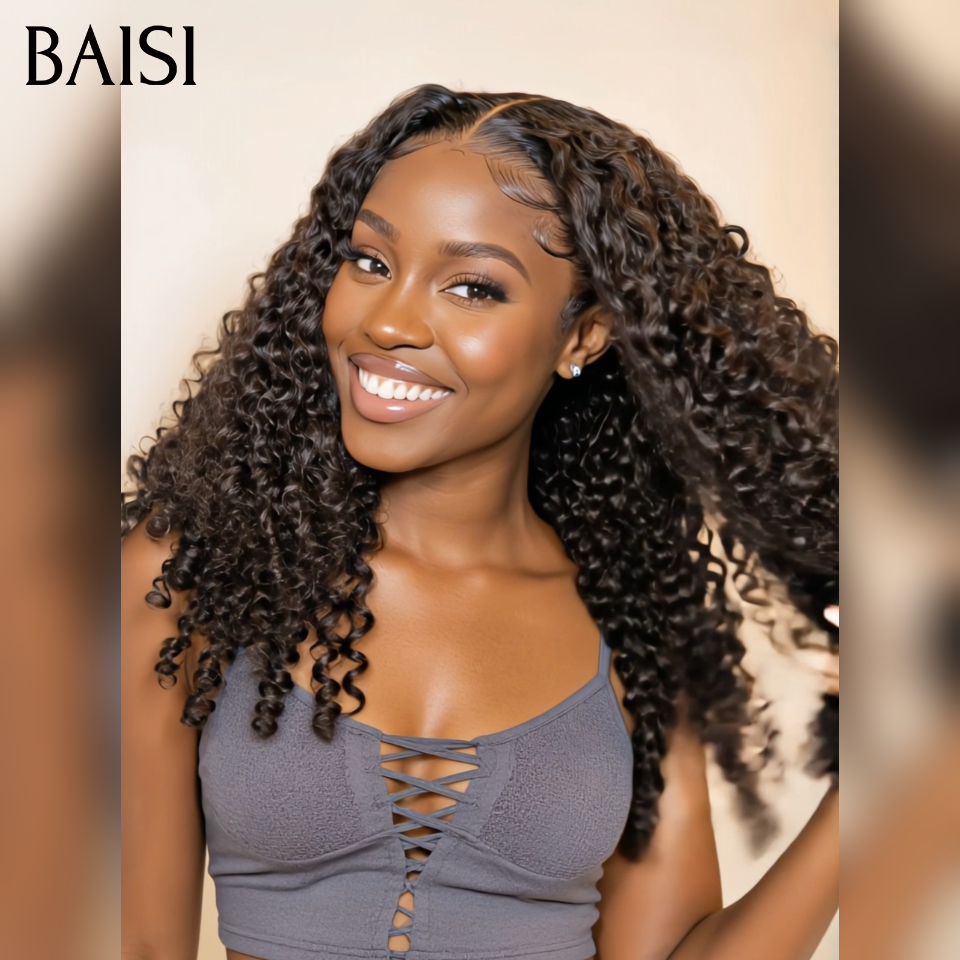 BAISI vente en promotion Lace frontal Perruque 13x4 Curly wave 16 pouce volume de 250% promo 159€ 100% Cheveux Humains