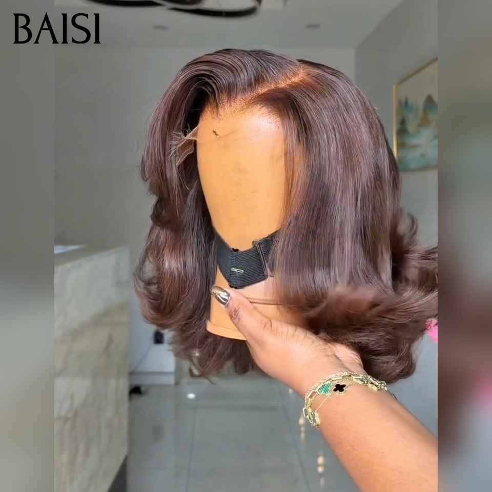 Perruque en promotion avec cadeaux gratuit egg wave Marron 100% vrais cheveux humains  vietnam hair 14 pouce recommandée 100% identique