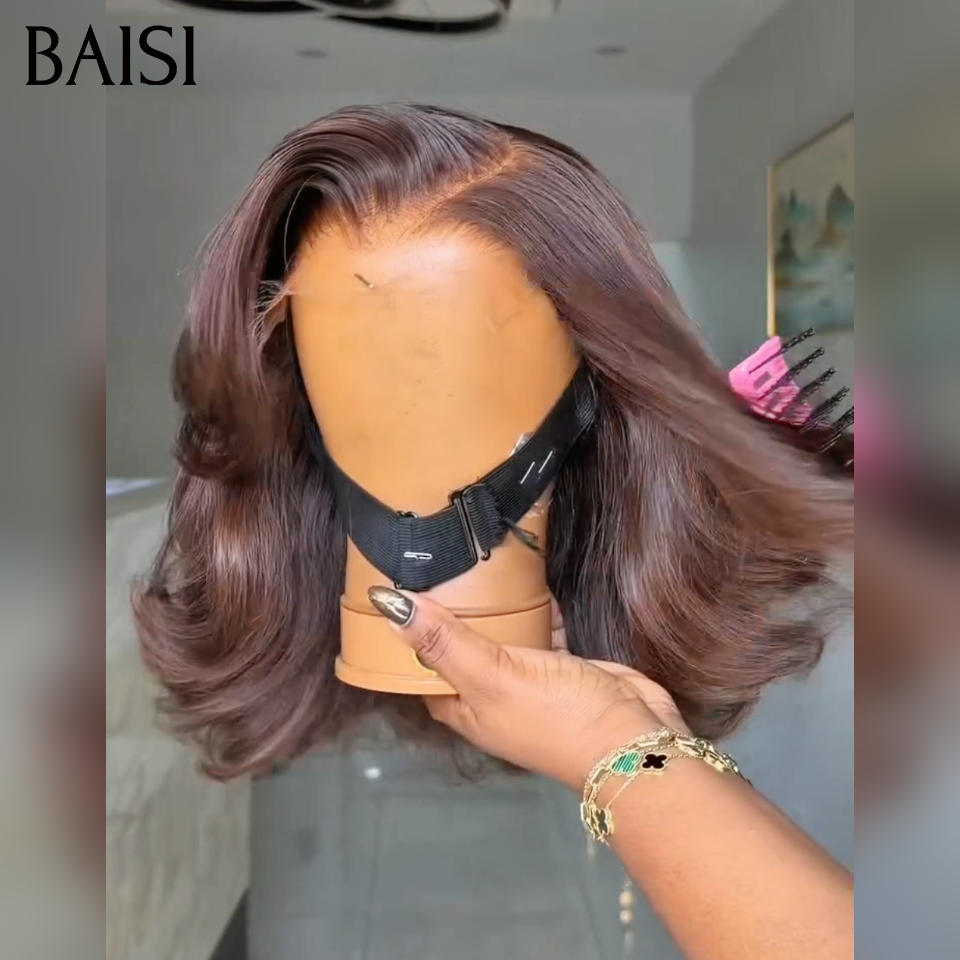 Perruque en promotion avec cadeaux gratuit egg wave Marron 100% vrais cheveux humains  vietnam hair 14 pouce recommandée 100% identique