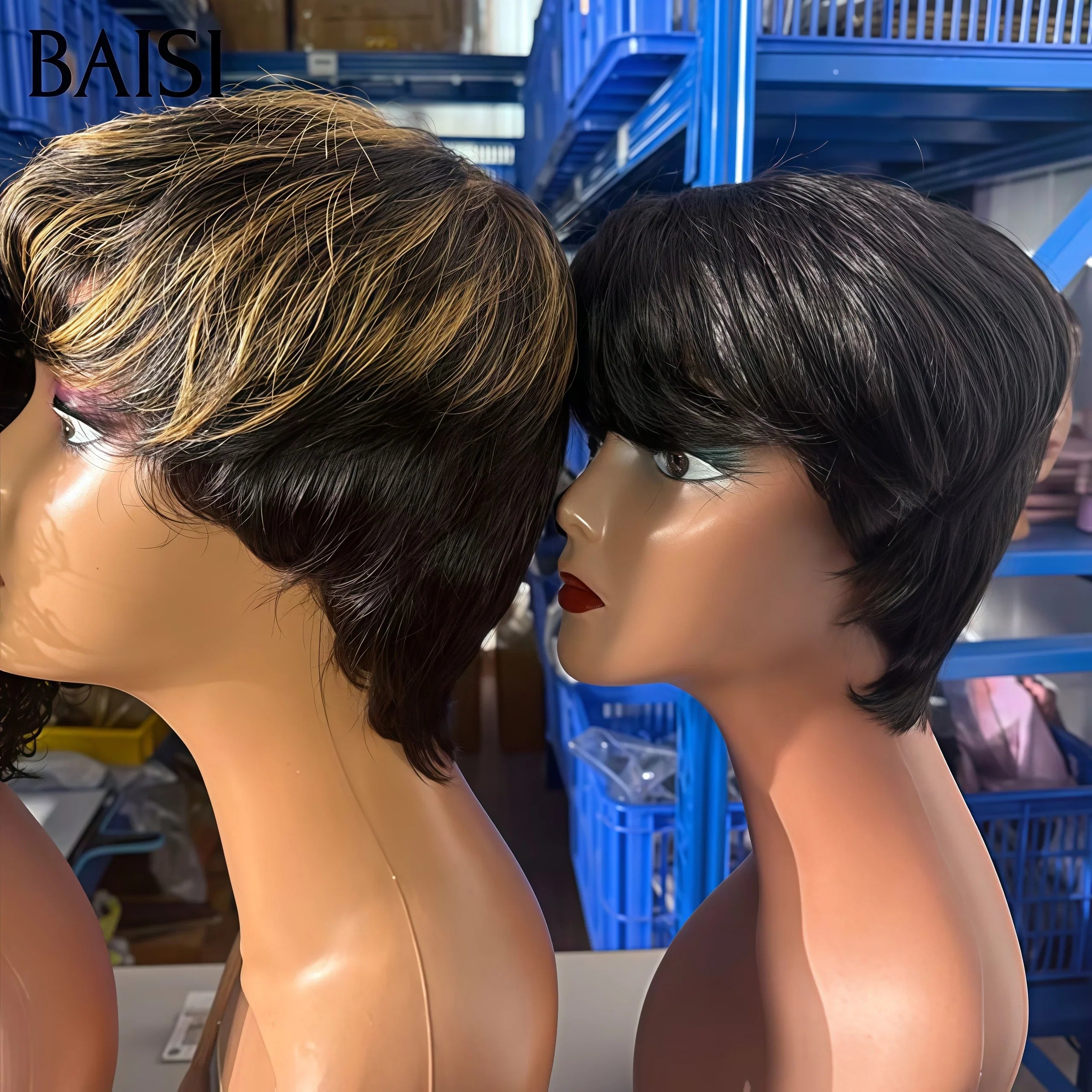 BAISI 2 perruques 50€ Vente en gros 4 combinaisons différentes au choix pixie finger wave et afro curly en 100% vrais cheveux humains