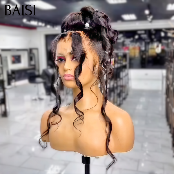 BAISI Perruques Déjà Coiffée Mariam 289€ Vietnam Hair en NOIR chignon bun En 100% cheveux humains
