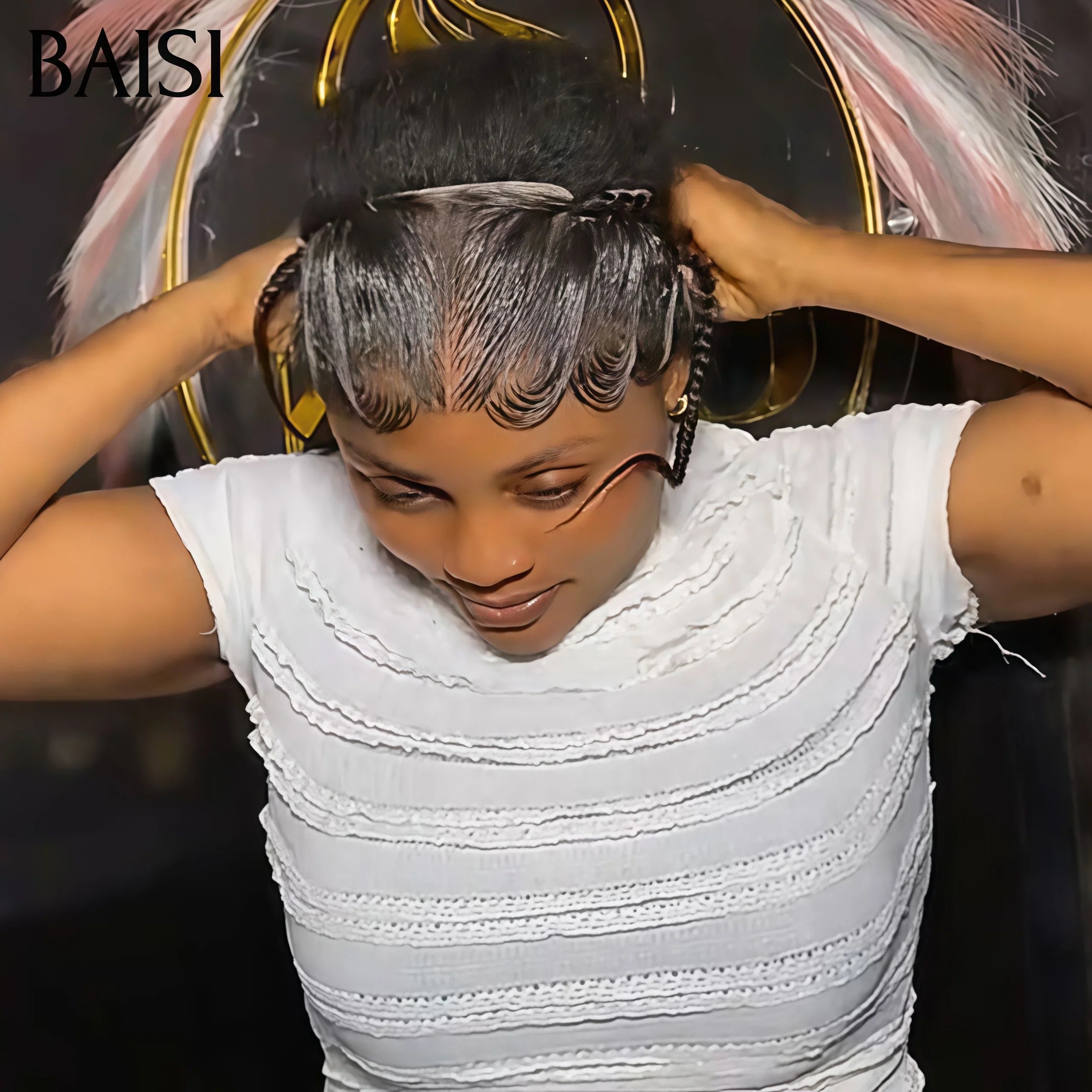 BAISI 45€ 100% comme la video Grande 13X4 lace frontale 12 Pouces avec natte prête à porter  simple et efficace résultat beau et naturel