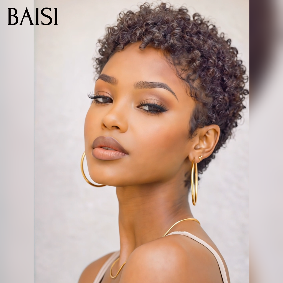 BAISI Pixie curl 58€ ou1 Pixie 66€ + 1 Bordeaux 100€ offre limité aujourd'hui 100% vrais cheveux humains