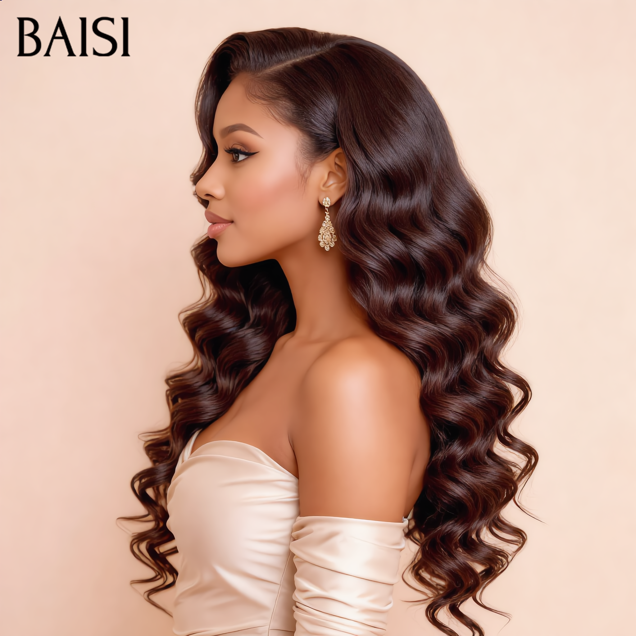 BAISI 13x4 Lace Frontal Perruque body wave  en couleur NOIR 30 pouce 209€ Hot en 100% Cheveux Humains