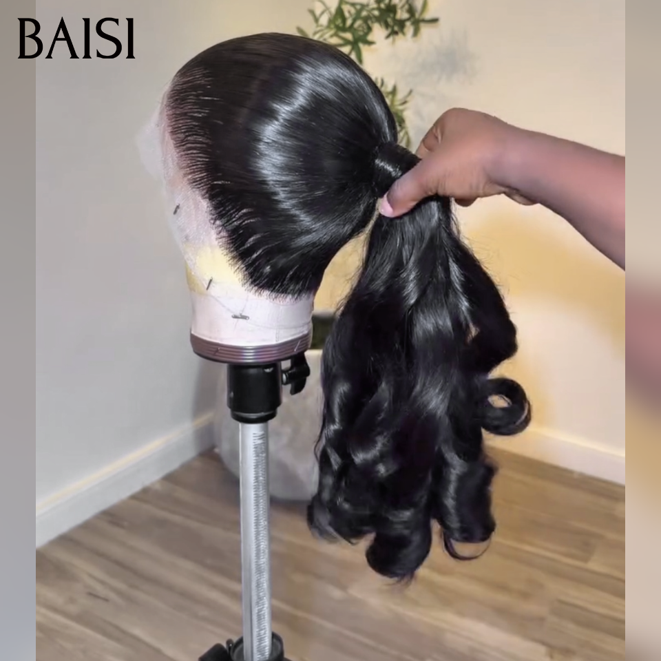 BAISI PROMOTION Perruque Lace 360 Loose Wave Attaché Queue de Cheval ou Chignon et/ou 13X4 lace frontal Loose Wave 24pouces et/ou 2 Perruques 20 pouces curly wave+lisse en 100% Cheveux Humains Moitié Prix CODEMP50