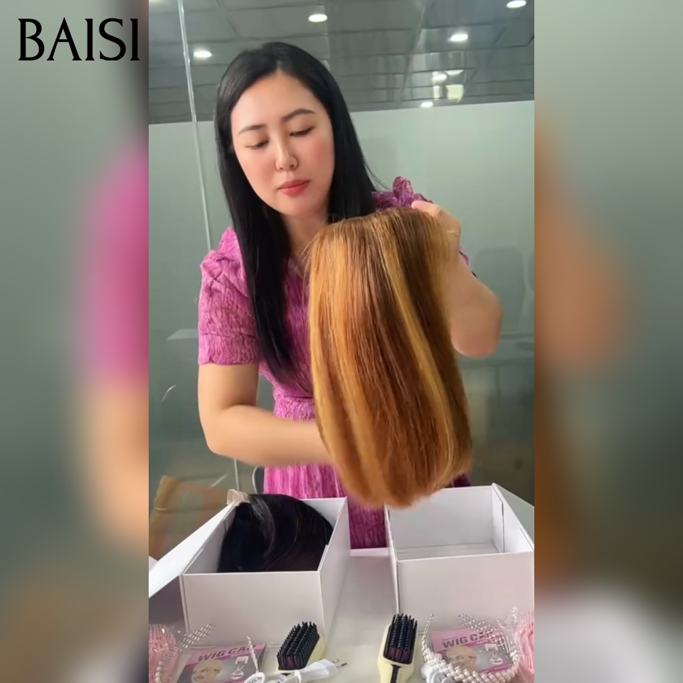 BAISI 2X6 lace Perruque 10 Pouces  100% VIETNAM HAIR Lisse BOB en couleur NOIR MARRON et Mixte Miel de luxe  en 100% Cheveux Humains